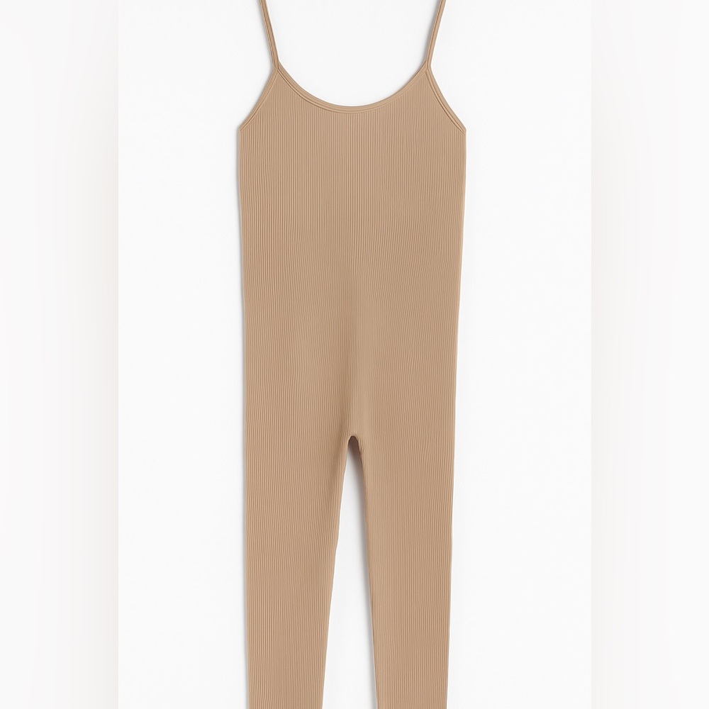 Zara Ribbed Tan Tank Jumpsuit